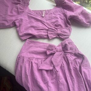 Free People two piece purple set with bows